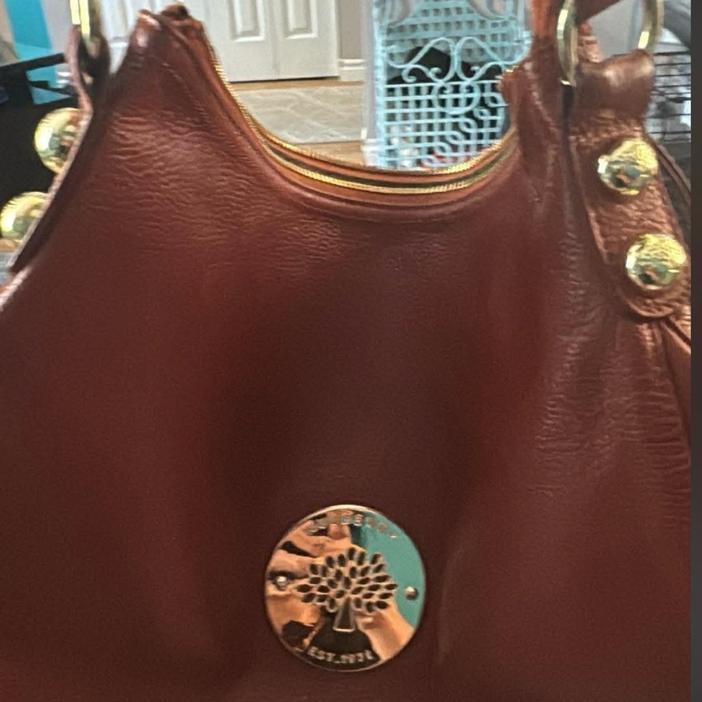Mulberry Brown Leather Shoulder Bag with Gold Hardware